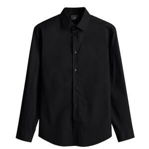 H&M Black Button-Down Regular Fit Easy Iron Long-Sleeve Dress Shirt Men's XS